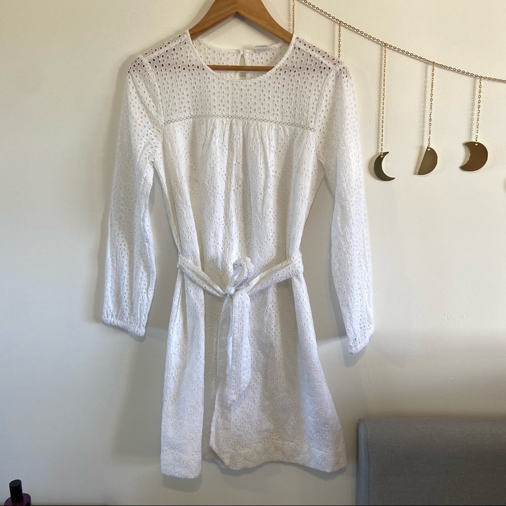 Eyelet Fabric White Dress